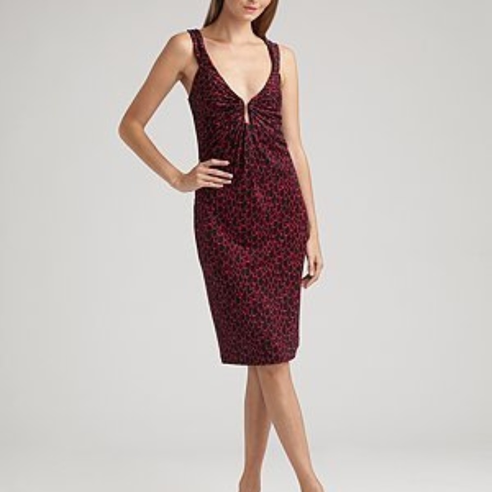DvF ERCURY BLACK RASPBERRY WINGS DRESS  -size 4